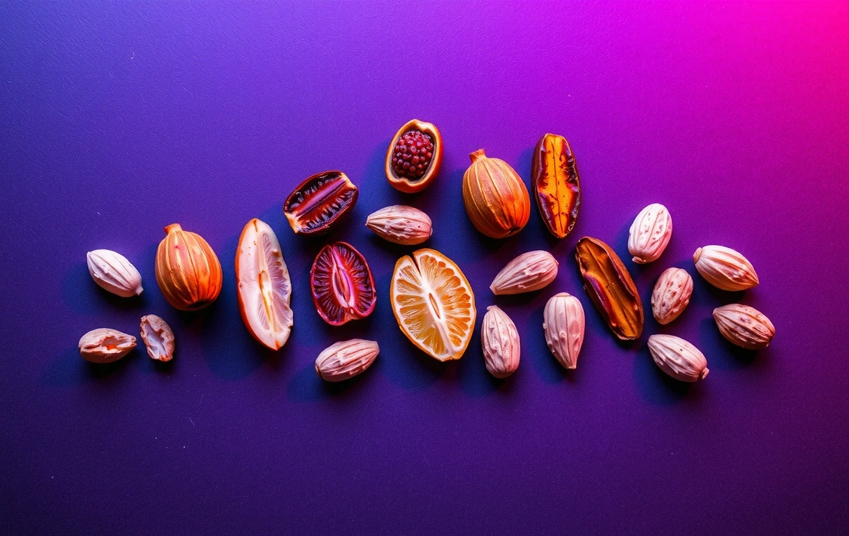 Naturalne składniki w neonowym świetle